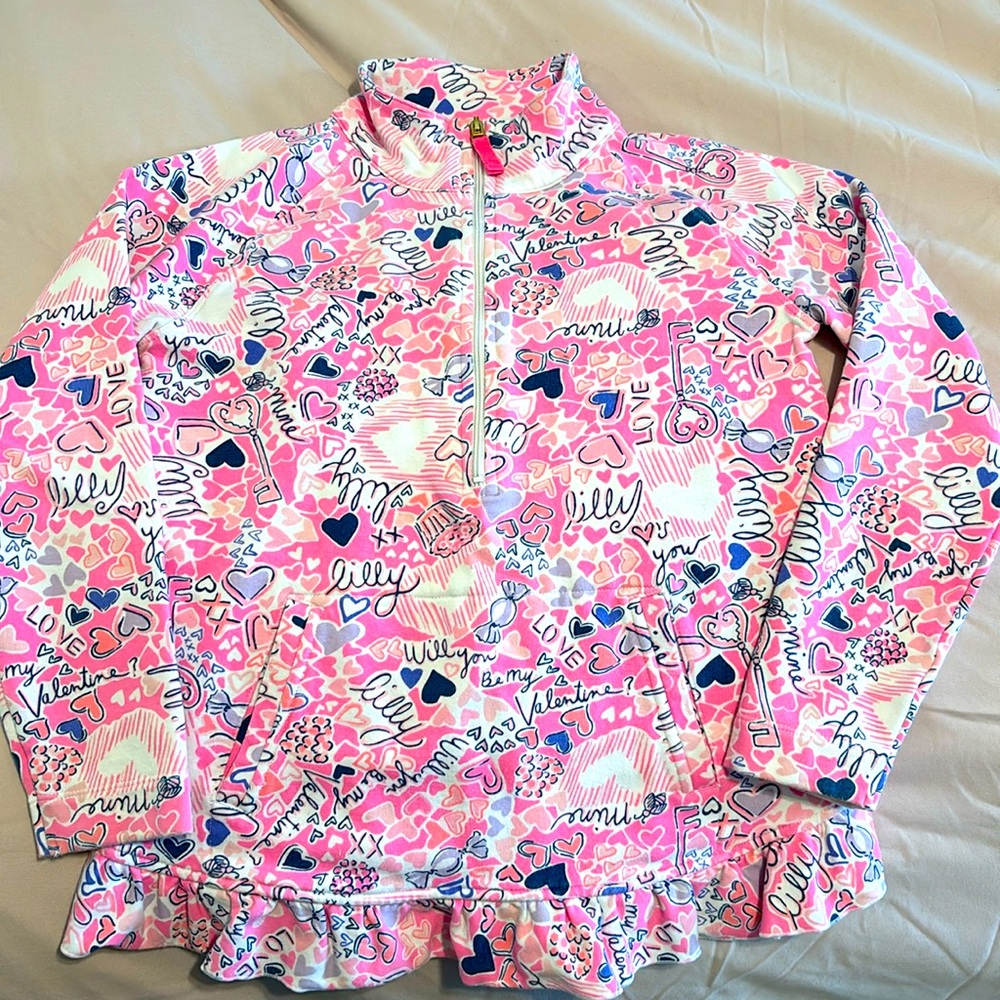 LILLY PULITZER GIRLS 1/4 ZIP SWEATSHIRT SIZE 8/10